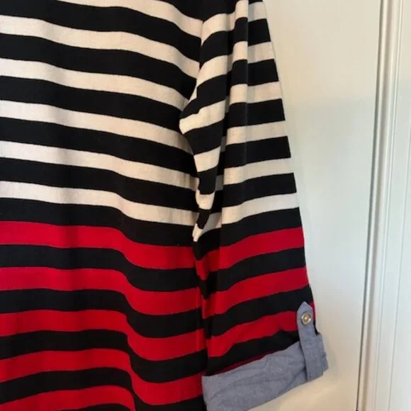 TOMMY HILFIGER RED, WHITE AND BLUE STRIPE TOP - Picture 2 of 5